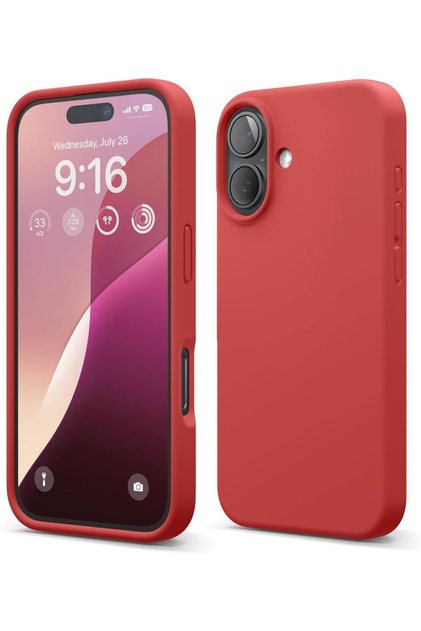 Velvet Red Silicone Phone Case Compatible with iPhone 16
