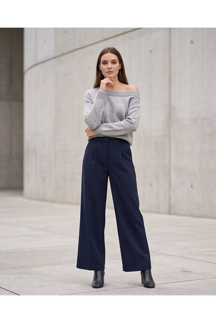 Boat Neck Off-Shoulder Long Sleeve Knit Sweater