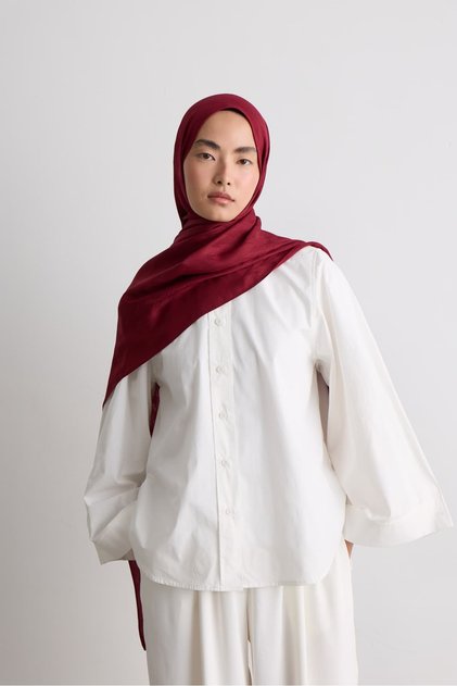 Leaf Pattern Silky Jacquard Shawl