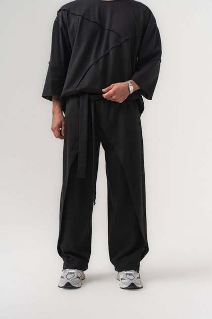 Edge Belted Waist and Adjustable Leg Detail Pants