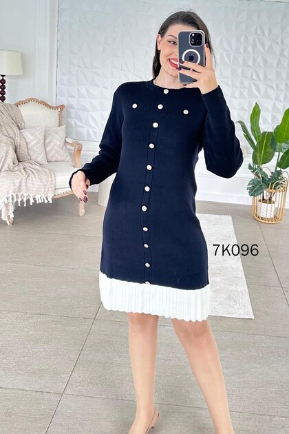 Button Detail Knitwear Dress 7K096