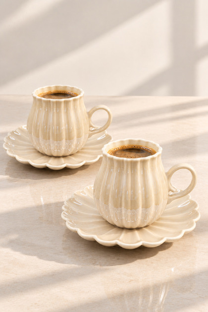 2-Person Luxury Porcelain Luster Coffee Cup Set 90ml