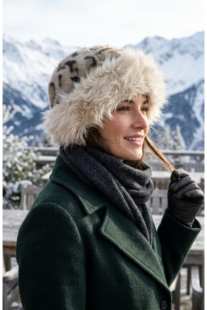 Plush Siberian Ushanka Winter Women's Hat - Gray Faux Fur Cold-Proof Wind-Cutting Luxury Furry Ushanka