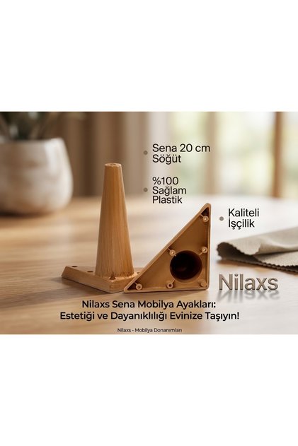 NİLAXS Sena Söğüt 20 cm Plastik Ayak Baza,Koltuk ,Kanepe,TV Ünitesi ,Puf ,Berjer Ayağı Peket içeriği (4)Lü Açık Ceviz Renk