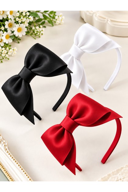 Women's 3-Piece Satin Bow Crown