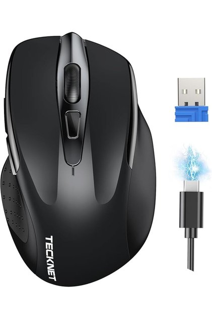 Wireless Mouse (BT5.0/3.0 & 2.4G) Rechargeable 4800 DPI Silent USB A & Bluetooth Mouse 6 But