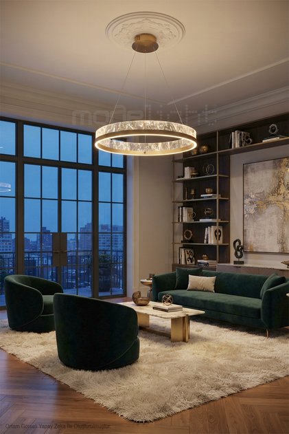 Luna Sarkıt Led Avize-Halka Formlu Modern Mutfak ve Salon Avizesi