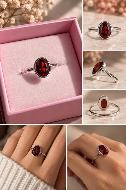 KIRMIZI OVAL AYARLANABİLİR YÜZÜK