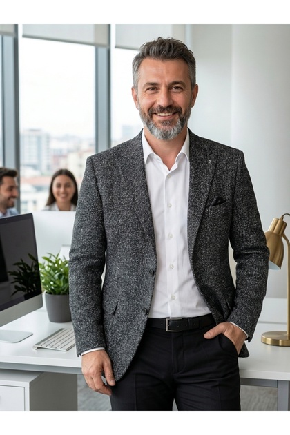 Çift düğmeli yünlü ceket