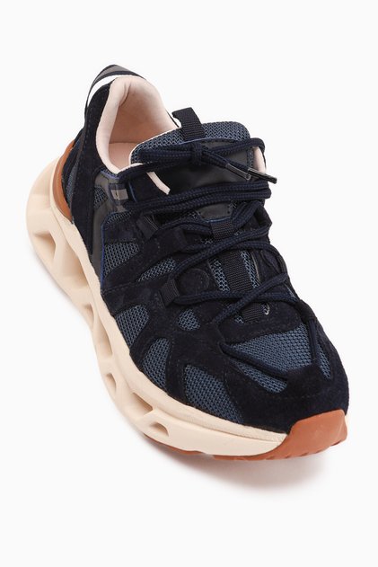 Raisa Genuine Leather Navy Blue Suede Mesh Detailed Thick Sole Women's Sneaker