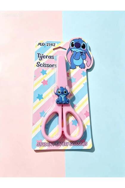 Stitch Figürlü Küt Uçlu Öğrenci Makası Ergonomik Saplı Okul Makası