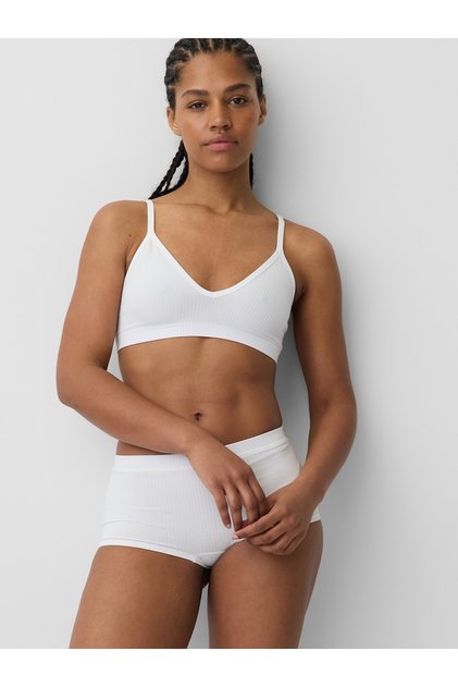 Kadın Beyaz Seamless Fitilli Triangle Bralet