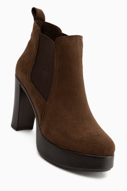 Mersa Brown Suede Platform Heeled Women's Boots