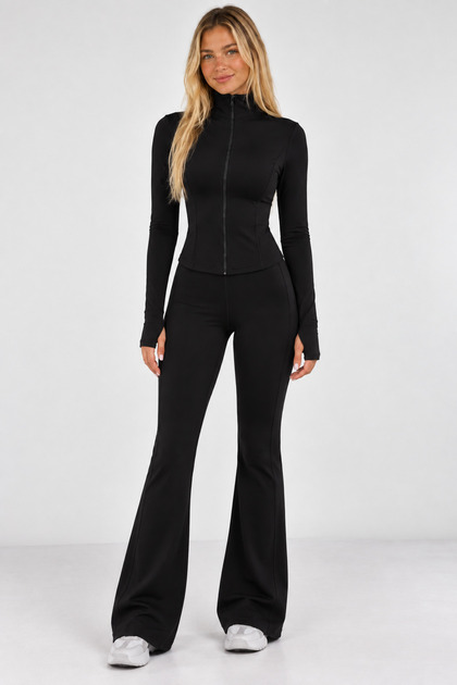 2-Piece Sports Tracksuit Set Flexible Lycra Slim Fit Long Sleeve