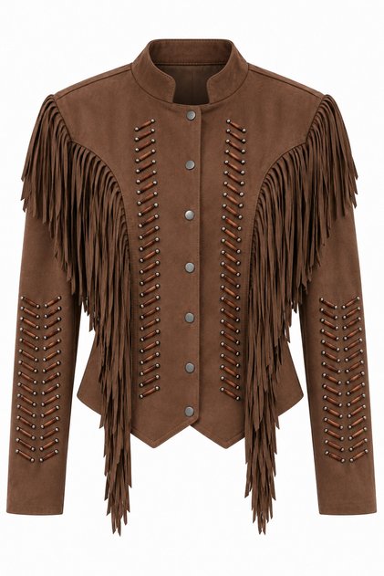 Tan Color Hakim Collar Tassel Jacket