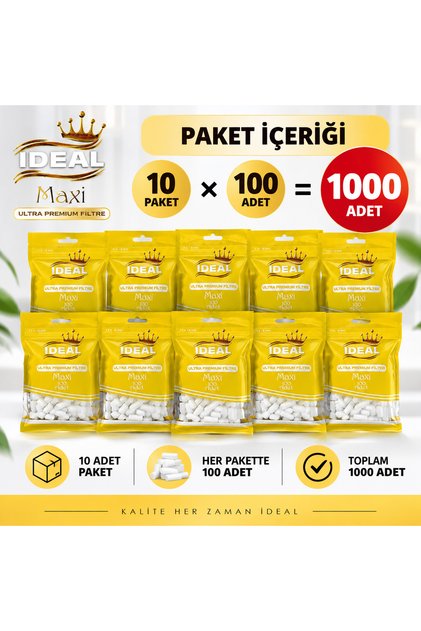 Maxi Ultra Premium 7,9 x 15 mm Pamuklu Filtre – 10 Paket / 1000 Adet