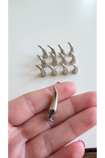 12 Takım 21 mm Gümüş Renk Kedi Pençesi Çiviler Spike Perçin Ve Vida Seti