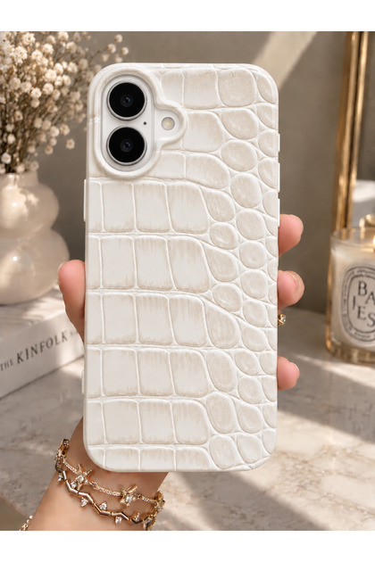 İphone 16 Uyumlu Deri Görünümlü Silikon Telefon Kılıfı