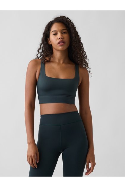 Kadın Yeşil GapFit Smooth Square-Neck Spor Sütyeni