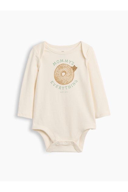 Bebek Kırık Beyaz First Favorites Organik Pamuk Grafik Baskılı Bodysuit