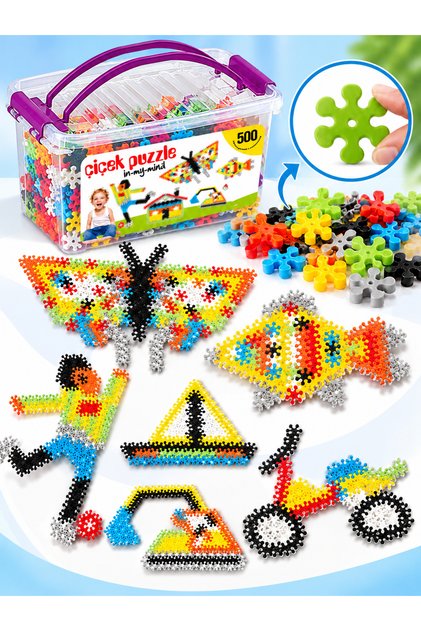 Çiçek Puzzle Bloklar 500 Parça Eğitici Yapı Oyuncağı, Birleştirme ve Zeka Geliştirici Yapı Blokları