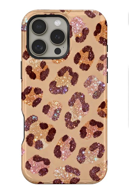 Compatible with iPhone 16 Pro Max - Beige Leopard Pattern, Dual Layer Cover, Glossy Surface Protective Case