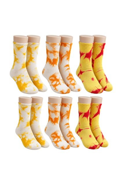 Wak unisex batik patterned socks 6-piece set cotton colorful long socks seamless breathable daily sports socks