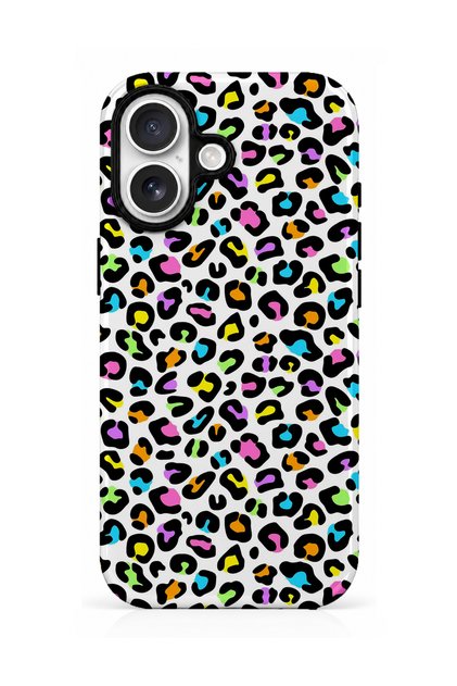Compatible with iPhone 16 - Colorful Leopard, Double Layer Cover, Glossy Surface Protective Case