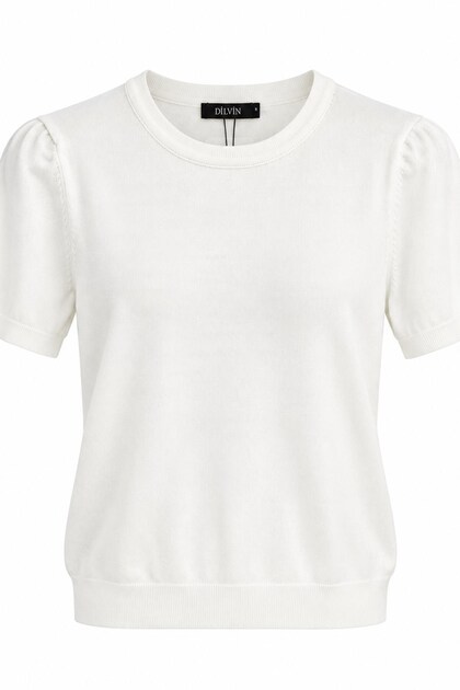 Crew Neck Short Sleeve Simple Knitwear Blouse
