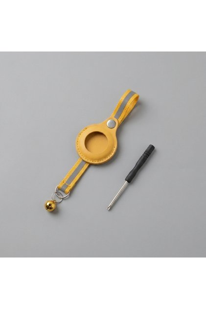 Airtag Compatible Yellow Cat Collar with Protective Case, Reflectors, and Bell - Includes Screwdriver as a Gift