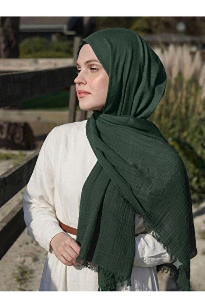 Poloist Wrinkled Shawl Dark Khaki Green