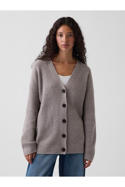 Kadın Açık Gri CashSoft Oversized Triko Hırka