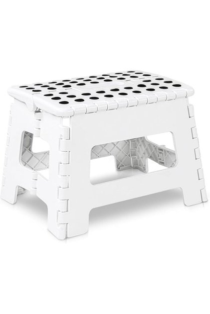 Folding Step Stool - (Pack of 1) Foot Stool with 9 Inch Height - Holds Up to 300 lbs - Lightweight P