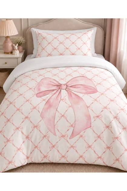 Soft Bow Design, Single Duvet Cover Set (Without Sheets)