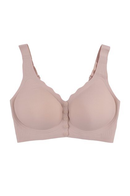 Seamless Gathering Non-Marking Front Clasp Plus Size Ribbed Padded Bra