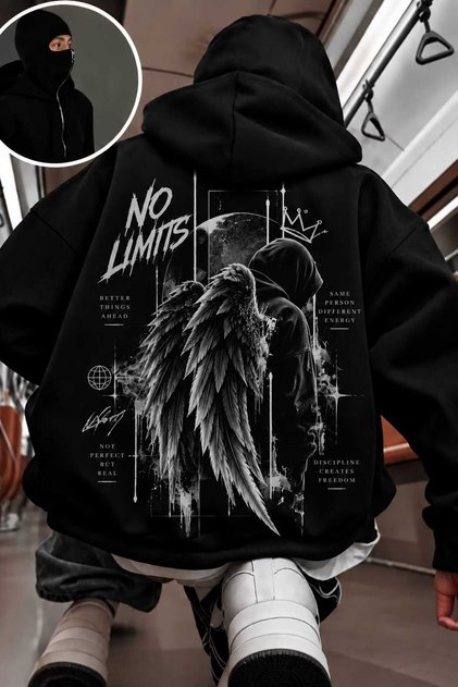 Black Unisex Oversize Full Zip Masked Gothic Hooded Hoodie Sweatshirt Black Unisex Oversize Full Zip Masked Gothic Hooded Hoodie Sweatshirt