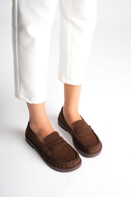 Pantofi casual de damă Barefoot Mold Bitter Brown din piele intoarsa