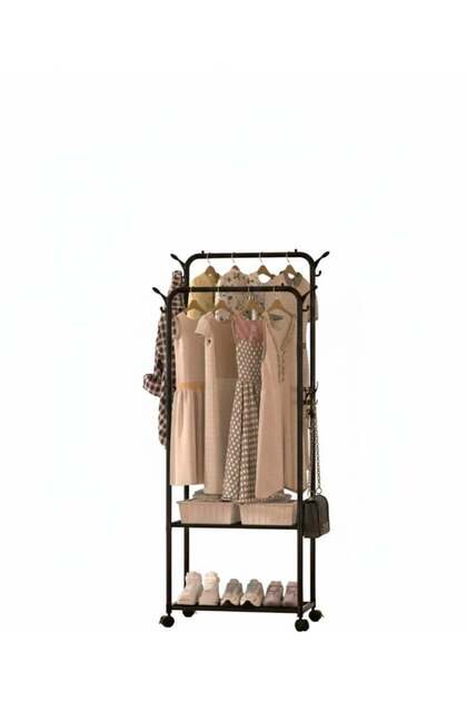 Mobile Rod Garment Hanging Rack, Standard Clothes Garment Shelf,Clothes Store Display Stand with 4 Wheels