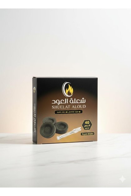 فحم بخور الشولات العود، 40 قرصًا، 33 ملم مع ملقط هدية
