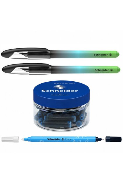 Комплект от 2 черни химикалки Voyage, 30 пълнителя и 1 коригираща течност