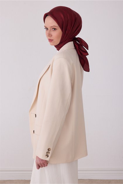 Eșarfă roșie cu model abstract din mătase twill 100% 4428-36