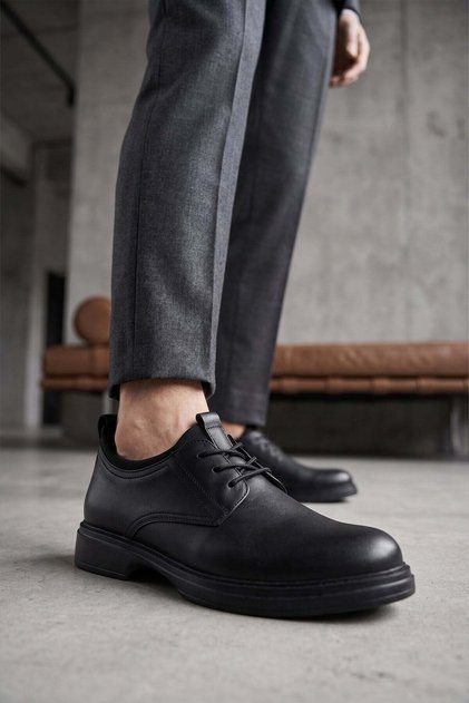 Elit Mzv9006C Men's Genuine Leather Casual Shoes Black