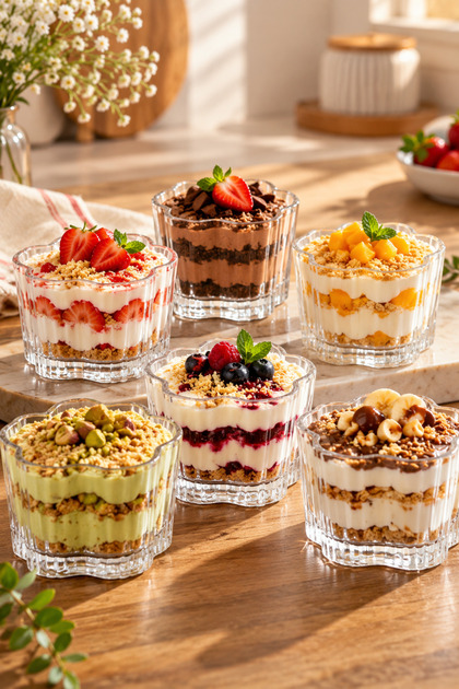Set of 6 Glass Pudding Dessert Ice Cream Breakfast Bowls Snack Magnolia-Magnolia Presentation Bowl