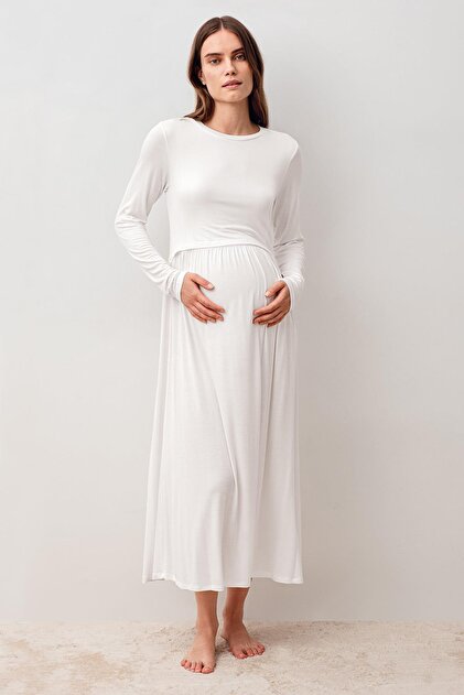 Long Sleeve Flexible Comfortable Viscose Maternity Nightgown