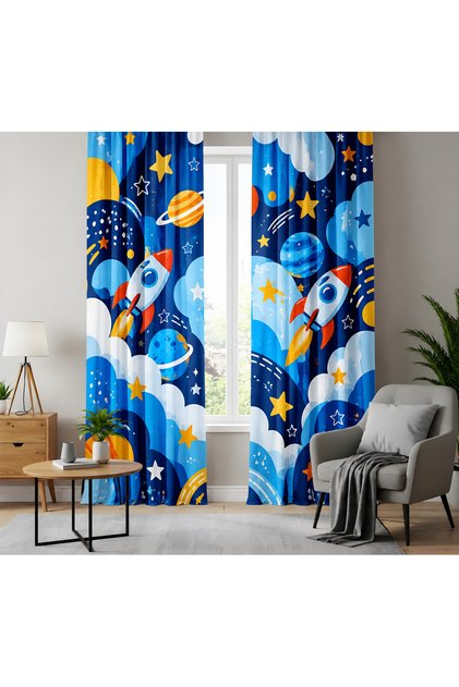 High Quality Printed Background Curtain, Patterned Background Curtain, Decorative Single Wing Curtain, Digital Printed Curtain