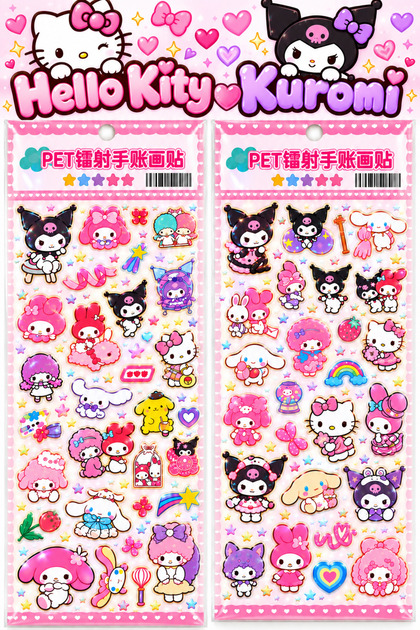 Kuromi My melody Hello Kitty Suya Dayanıklı Sticker Seti