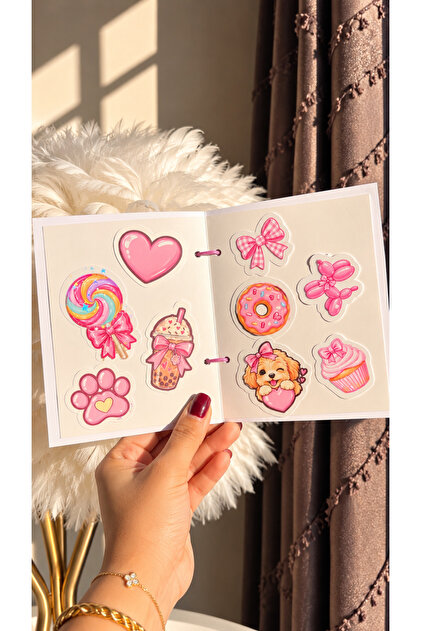 9’lu Hologram Çıkartma Seti – Boncuk Saplı Mini Çantalı Karışık Sticker Seti