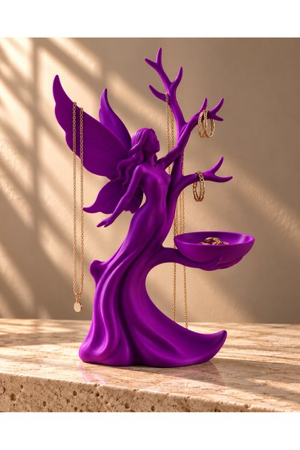 Jewelry Stand and Organizer with Fairy Figure – Holder for Necklaces, Earrings, Bracelets and Rings 8×14×18 cm