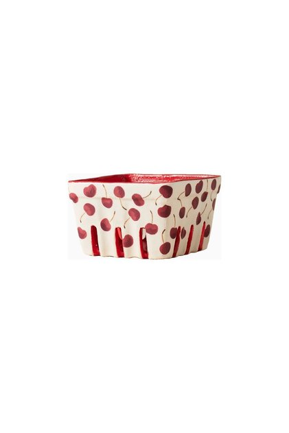 Berry Icon Hand-Painted Ceramic Medium Fruit Basket - Dark Red