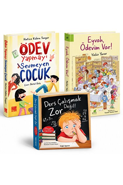 Ders Çalışmak Zor Değil + Ödev Yapmayı Sevmeyen Çocuk + Eyvah, Ödevim Var (3 Kitap)